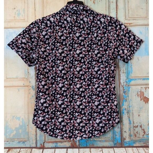 Gentlemen's Outfitters Mens Size Medium Navy Pink Short Sleeve Button-Up Shirt - Picture 6 of 10